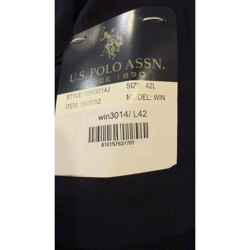 US Polo Assn Mens Navy Blue Blazer Plaid Lining‎ Sport Coat WIN3014J 42L NWT NEW